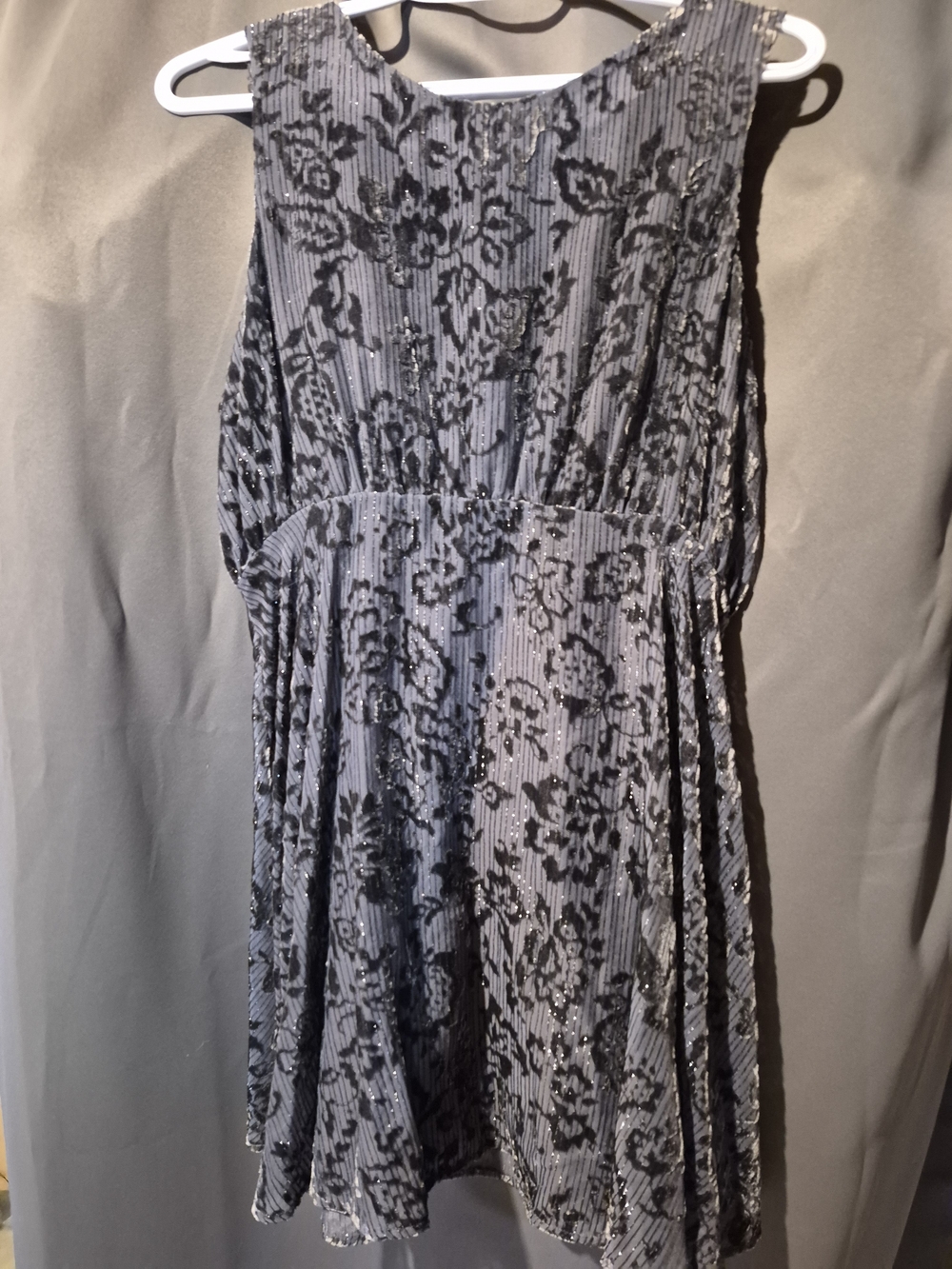 Free People Gray Floral Sequin Mini Dress